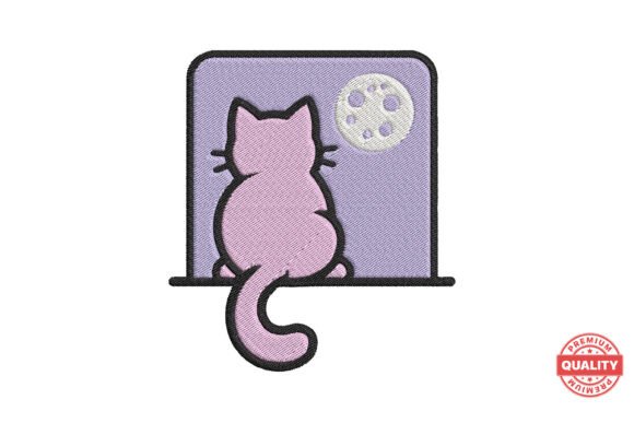 Cat Watching Moon Embroidery Review