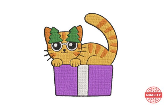 Christmas Cat in Gift Box Embroidery Patch Review