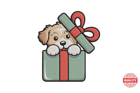 Christmas Puppy in Gift Box Embroidery Review