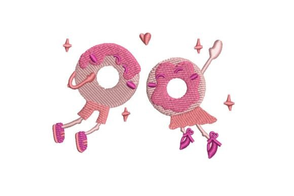 Cute Donut Couple in Love Embroidery Design