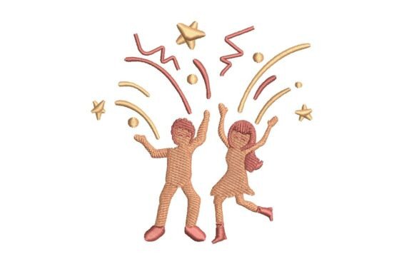 Joyful Dancing Couple Celebration Embroidery Design