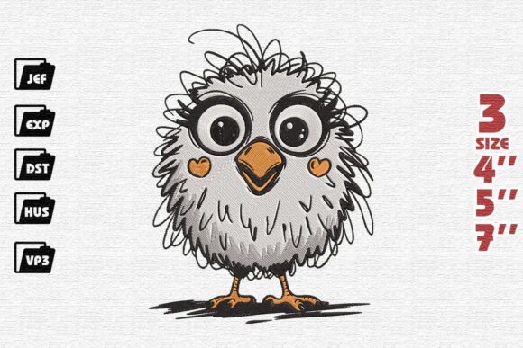 Scruffy Bird with Heart Cheeks Embroidery Design Review